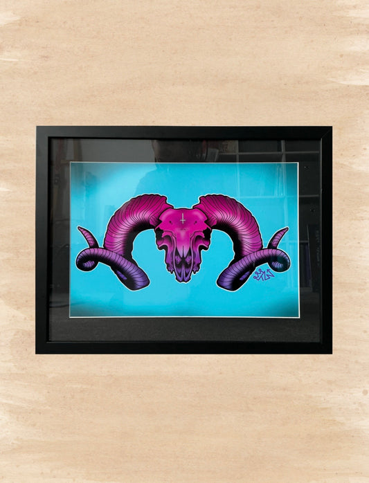 “Ram Skull” Framed Print