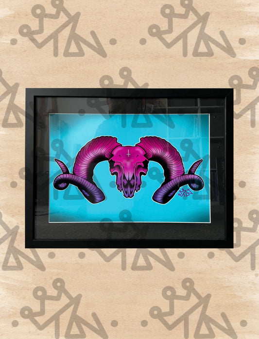 “Ram Skull” Framed Print
